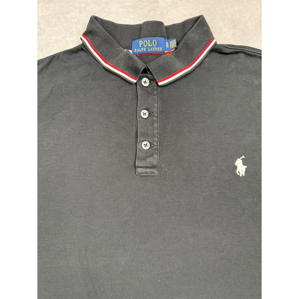 Polo Ralph Lauren‎ Polo Shirt Mens XL Black Red White Tipped Collar Classic Fit
